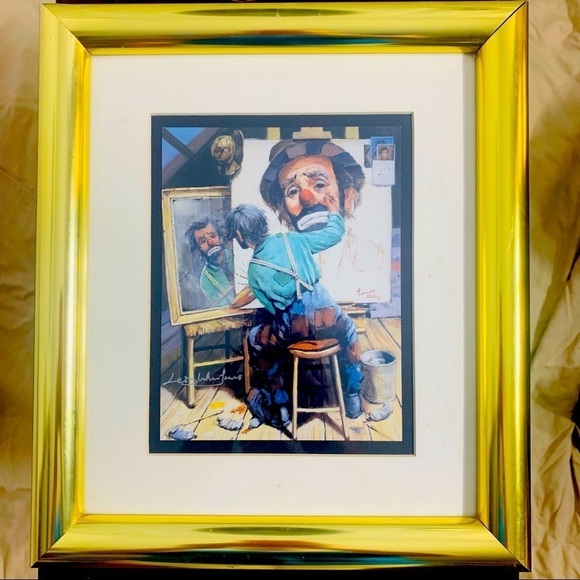 Vintage Emmett Kelly reflecting reality clown painting vintage lithograph - Picture 1 of 3